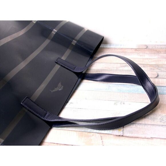 Tommy Bahama CLEAR BLUE PLASTIC LEATHER HANDLES BOTTOM TOTE SHOULDER BAG HANDBAG - Picture 6 of 10